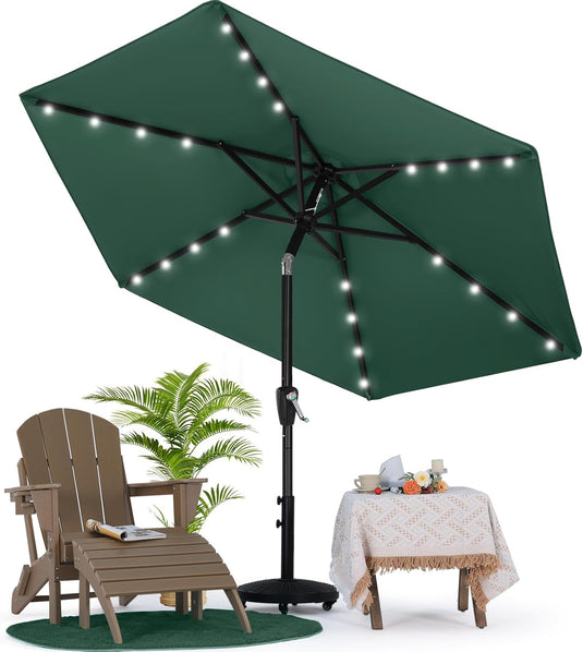 MASTERCANOPY Patio Umbrella with 32 Solar LED Lights 8 Ribs