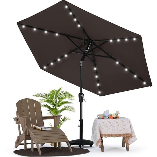 MASTERCANOPY Patio Umbrella with 32 Solar LED Lights 6&8 Ribs