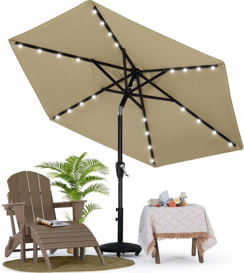 Load image into Gallery viewer, MASTERCANOPY Patio Umbrella with 32 Solar LED Lights 8 Ribs
