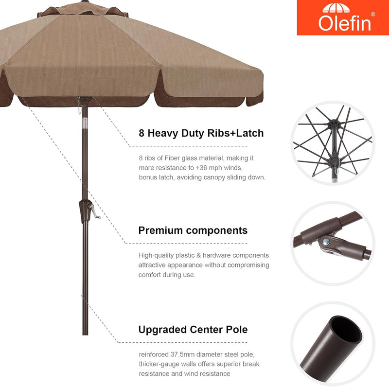 Load image into Gallery viewer, MASTERCANOPY 9FT Olefin Valance Patio Umbrella 5-Year-Non-Fading 8 Fiberglass Ribs
