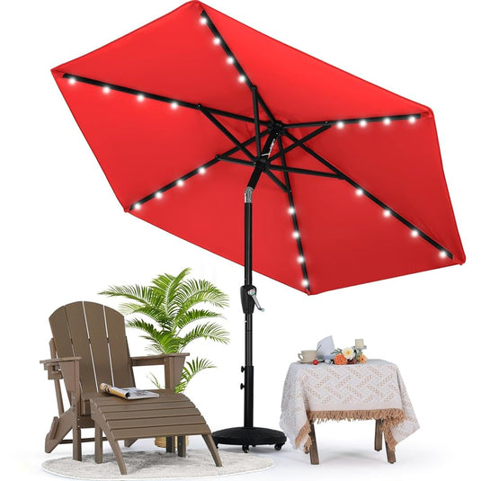 MASTERCANOPY Patio Umbrella with 32 Solar LED Lights 6&8 Ribs