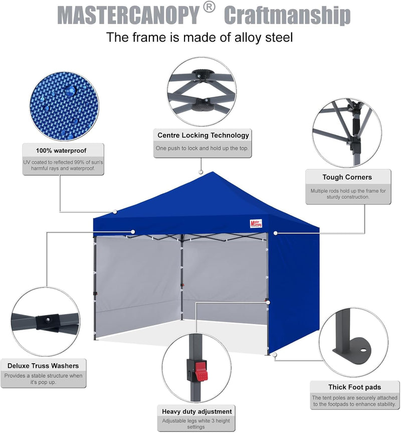 Load image into Gallery viewer, Leisure Sports Easy Pop-Up Canopy Tent with Sidewalls - 8x8, 10x10, 12x12
