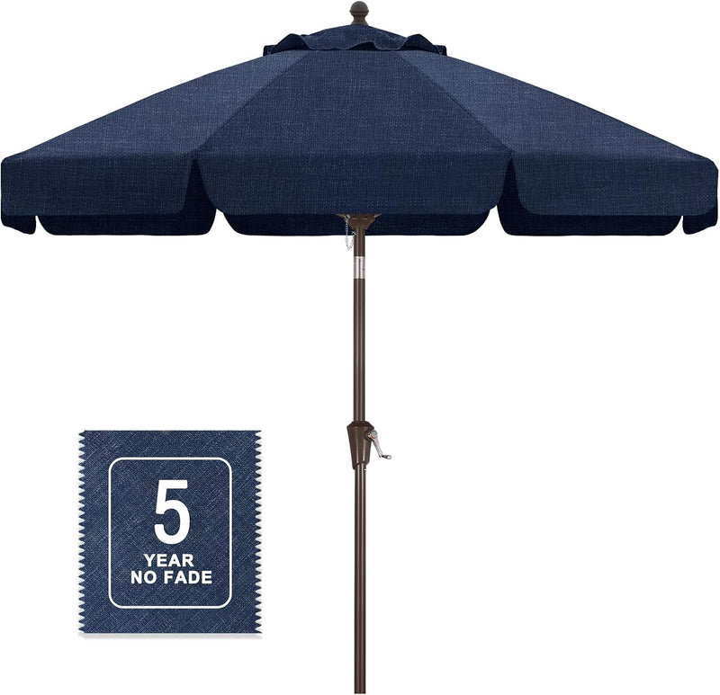 MASTERCANOPY Valance Patio Umbrella for Outdoor Table Market 8 Ribs 9FT / Navy Blue