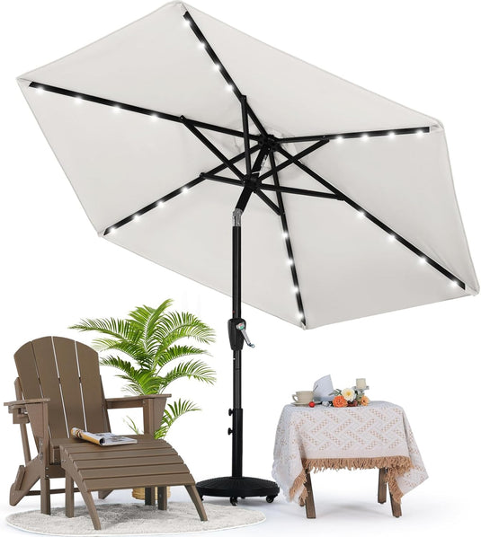 MASTERCANOPY Patio Umbrella with 32 Solar LED Lights 6/8 Ribs-CA