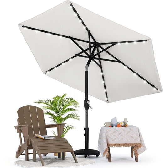 MASTERCANOPY Patio Umbrella with 32 Solar LED Lights 6&8 Ribs