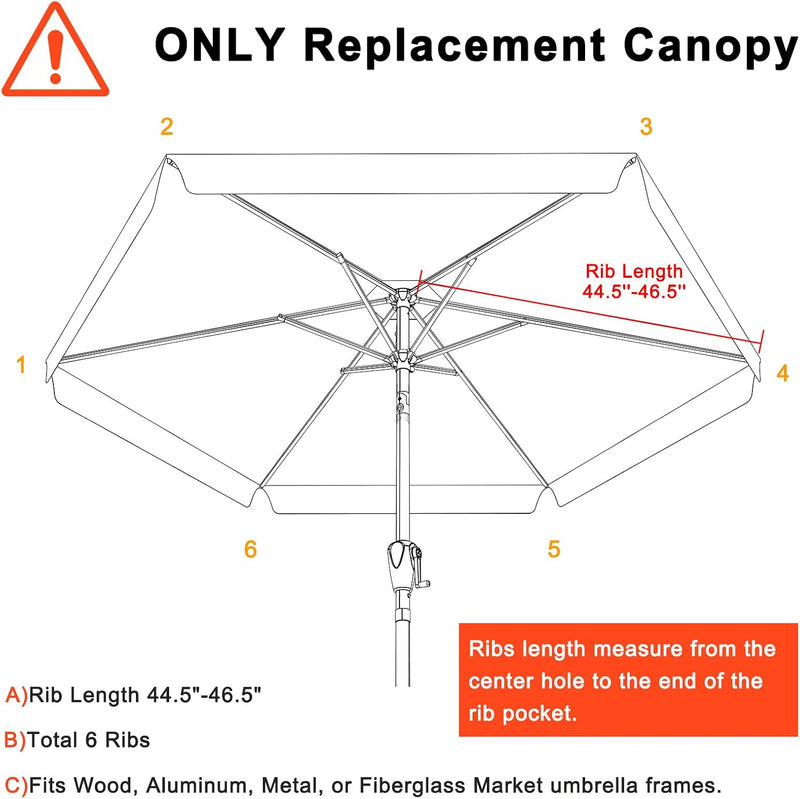 Load image into Gallery viewer, MASTERCANOPY Valance Patio Umbrella 6 Ribs 8 Ribs Replacement Top Only

