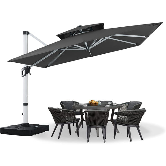 MASTERCANOPY Cantilever Patio Umbrella  Square Hanging with Double Layer Top