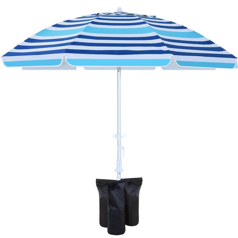 Load image into Gallery viewer, 8 Ribs Beach Umbrella Windproof 50+ UV Protection, with Sandbags and Carry Bag
