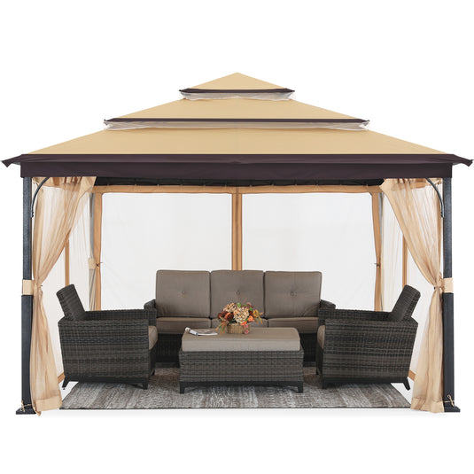 12x12 Soft Top Outdoor Garden Patio Gazebo with Mosquito Netting