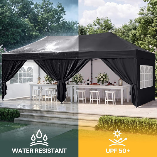 Leisure Sports Pop-Up Canopy Tent with Church Window Sidewalls - 10x10, 10x20