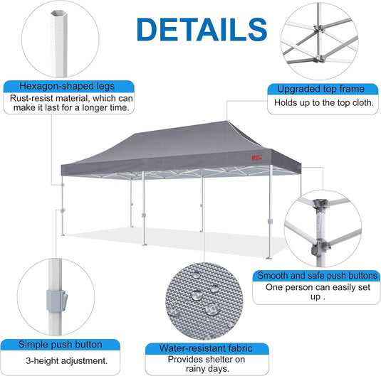 Mastercanopy Core-35 Premium Heavy Duty Instant Canopy Tent - 10x10, 10x15, 10x20