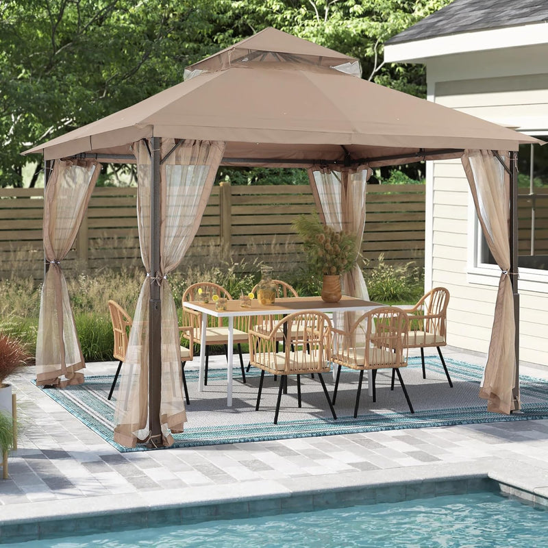 Load image into Gallery viewer, MASTERCANOPY Outdoor Patio Gazebo with Mosquito Netting 9x9, 11x11
