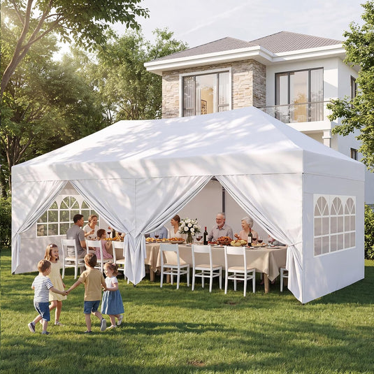 Leisure Sports Pop-Up Canopy Tent with Church Window Sidewalls - 10x10, 10x20