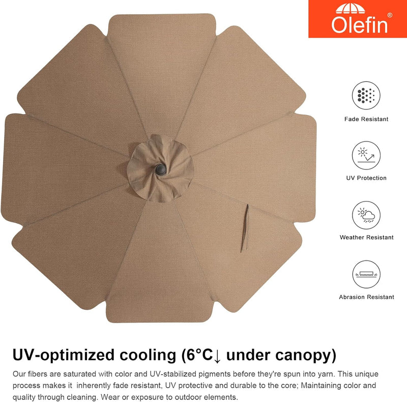 Load image into Gallery viewer, MASTERCANOPY 9FT Olefin Valance Patio Umbrella 5-Year-Non-Fading 8 Fiberglass Ribs
