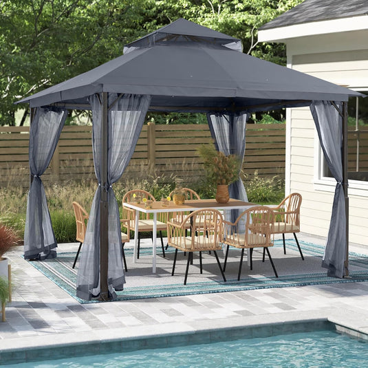 MASTERCANOPY Outdoor Patio Gazebo with Mosquito Netting 9x9, 11x11