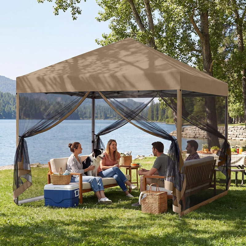 Load image into Gallery viewer, Leisure Sports Pop-Up Easy Setup Outdoor Canopy Tent with Netting Screen Walls - 8x8, 10x10
