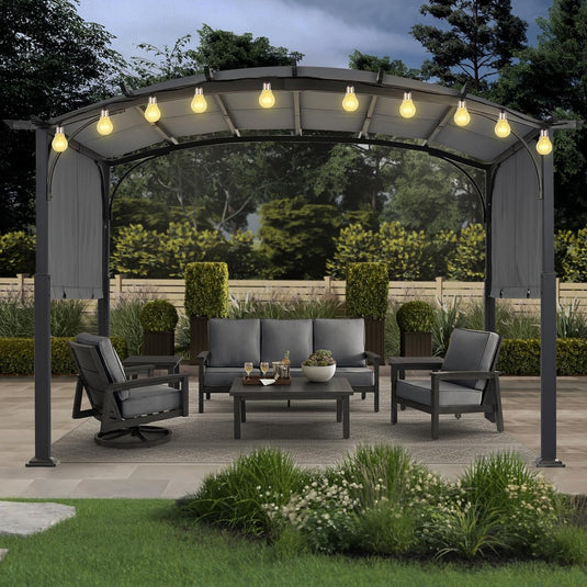 MASTERCANOPY Outdoor Retractable Pergola with Sun Shade Patio Garden Pergola