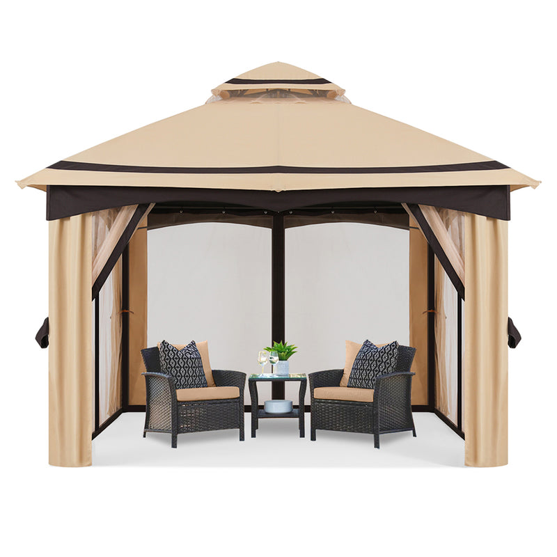 Load image into Gallery viewer, 8x8/10x10/x10x12 Outdoor Double Soft-Top Patio Gazebo with Mosquito Netting
