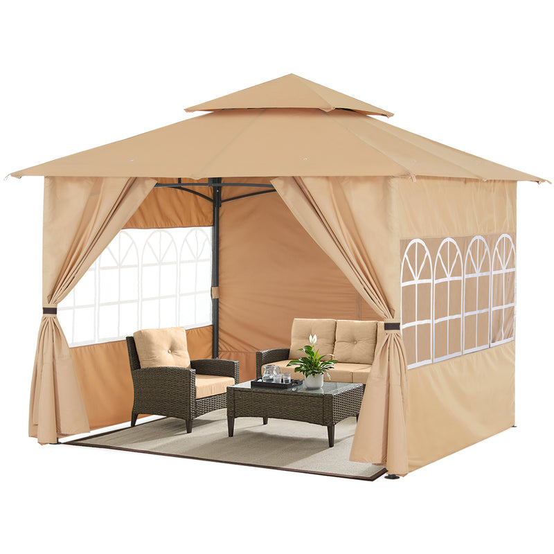 Load image into Gallery viewer, 9x9/10x12/11x11 Patio Outdoor Gazebo Steel Frame with Windows Curtains
