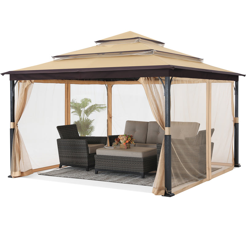 Load image into Gallery viewer, 12x12 Soft Top Outdoor Garden Patio Gazebo with Mosquito Netting
