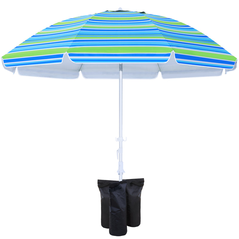 Load image into Gallery viewer, 8 Ribs Beach Umbrella Windproof 50+ UV Protection, with Sandbags and Carry Bag
