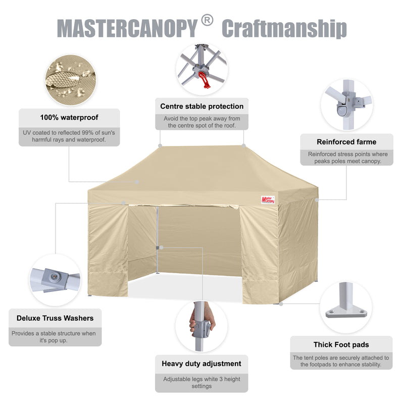 Load image into Gallery viewer, Mastercanopy Lite-30 Commercial Canopy Tent with Sidewalls - 10x10, 10x15, 10x20
