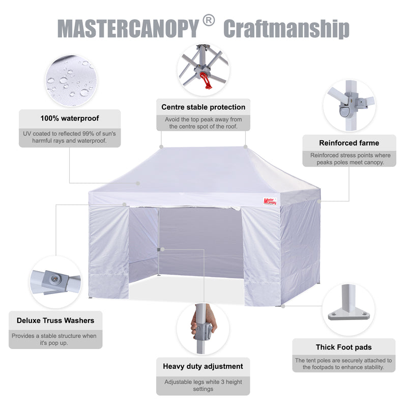 Load image into Gallery viewer, Mastercanopy Lite-30 Commercial Canopy Tent with Sidewalls - 10x10, 10x15, 10x20

