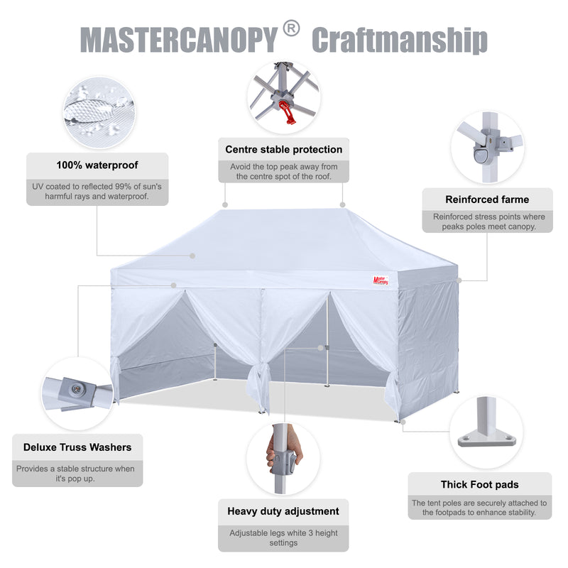 Load image into Gallery viewer, Mastercanopy Lite-30 Commercial Canopy Tent with Sidewalls - 10x10, 10x15, 10x20
