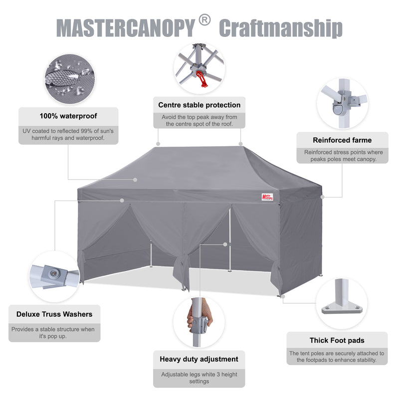 Load image into Gallery viewer, Mastercanopy Lite-30 Commercial Canopy Tent with Sidewalls - 10x10, 10x15, 10x20

