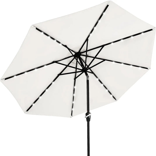 MASTERCANOPY Patio Umbrella with 32 Solar LED Lights 6/8 Ribs-CA