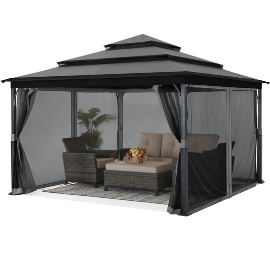 12x12 Soft Top Outdoor Garden Patio Gazebo with Mosquito Netting