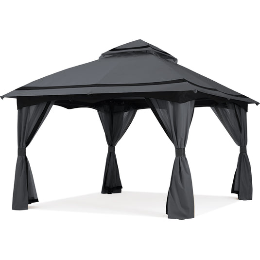 8x8/10x10/x10x12 Outdoor Double Soft-Top Patio Gazebo with Mosquito Netting