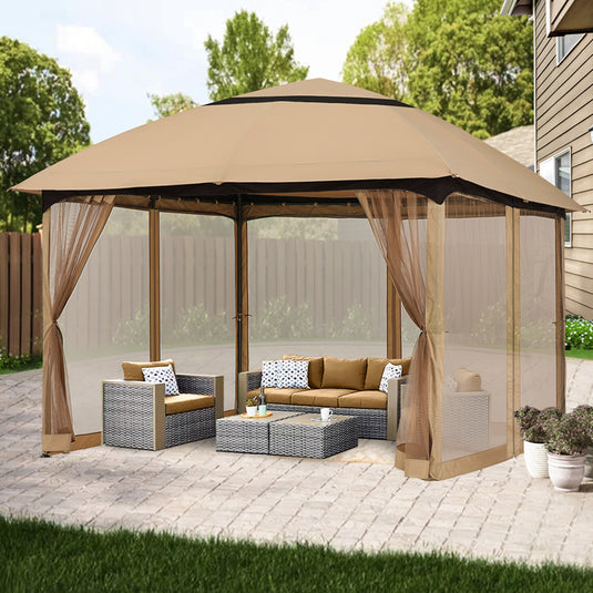 MASTERCANOPY Soft Top Outdoor Garden Gazebo for Patios with Netting Walls