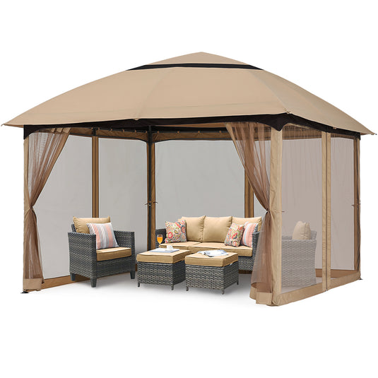 MASTERCANOPY Soft Top Outdoor Garden Gazebo for Patios with Netting Walls