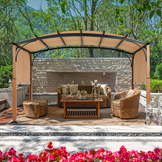MASTERCANOPY Outdoor Retractable Pergola Canopy Patio Metal Garden Pergola Gazebo
