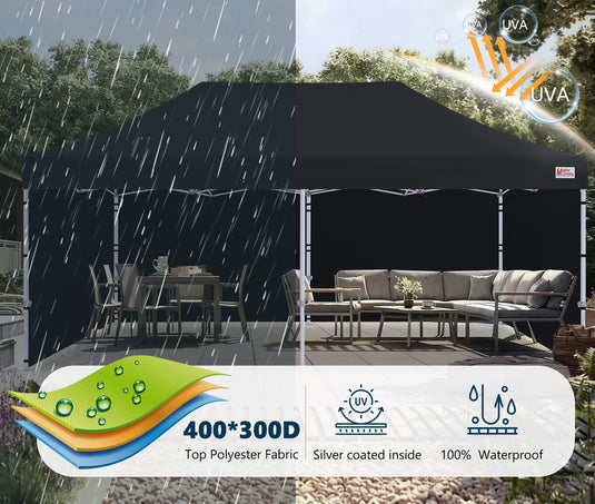 Mastercanopy Core-35 Premium Heavy Duty Instant Canopy Tent with Sidewalls - 10x10, 10x15, 10x20