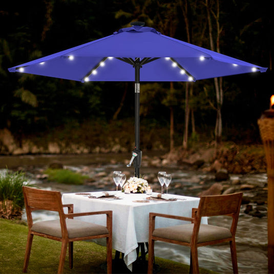 MASTERCANOPY Patio Umbrella with 32 Solar LED Lights -8 Ribs