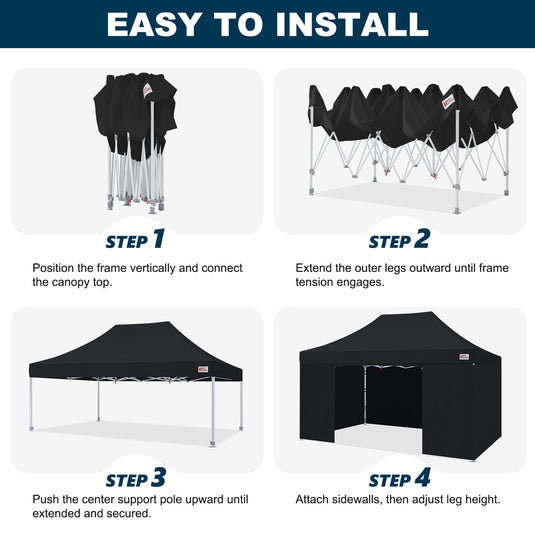 Mastercanopy Core-35 Premium Heavy Duty Instant Canopy Tent with Sidewalls - 10x10, 10x15, 10x20