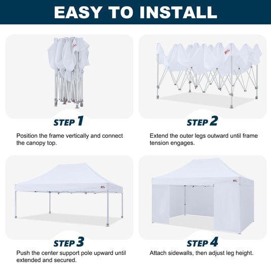 Mastercanopy Core-35 Premium Heavy Duty Instant Canopy Tent with Sidewalls - 10x10, 10x15, 10x20