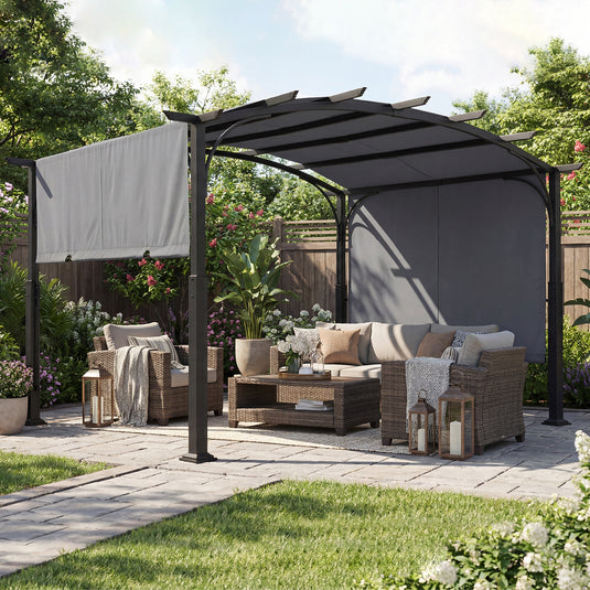 MASTERCANOPY Outdoor Retractable Pergola with Sun Shade Patio Garden Pergola