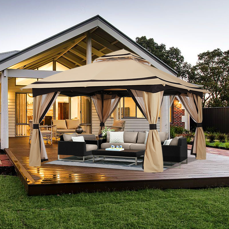 Load image into Gallery viewer, 8x8/10x10/x10x12 Outdoor Double Soft-Top Patio Gazebo with Mosquito Netting
