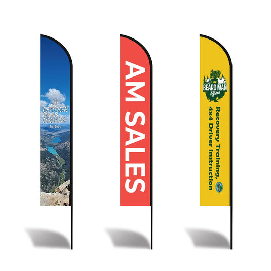 Custom Feather Blade Teardrop Rectangle Flag Full Set 8 FT, 10 FT, 12 FT