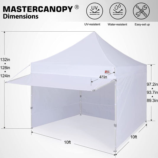 10x10 Heavy Duty Pop Up Canopy Tent with Awning and 4 Removable Sidewalls