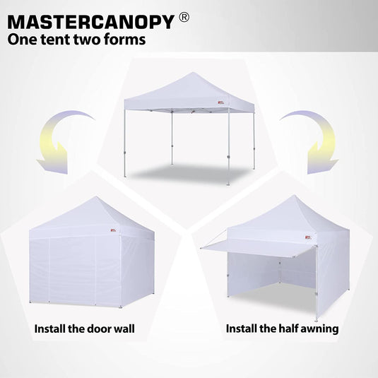 10x10 Heavy Duty Pop Up Canopy Tent with Awning and 4 Removable Sidewalls