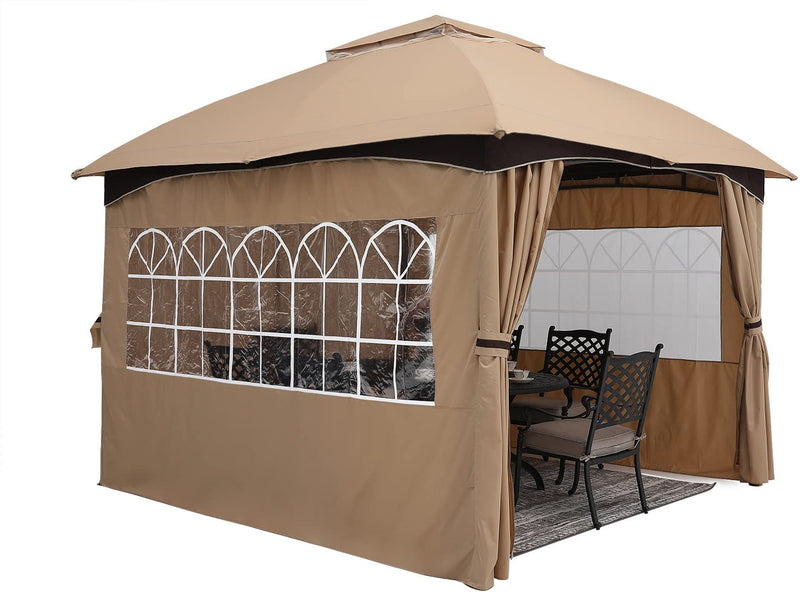 Load image into Gallery viewer, 10x12FT Patio Gazebo Upgrade Steel Frame Outdoor Gazebo with Windows Curtains

