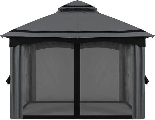 8x8/10x10/x10x12 Outdoor Double Soft-Top Patio Gazebo with Mosquito Netting