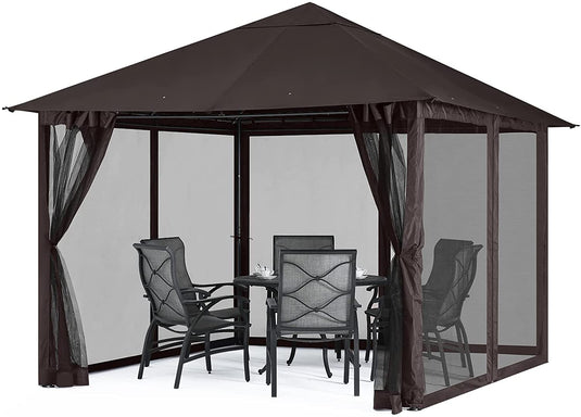 10x10FT Outdoor Patio Gazebo Canopy with Mosquito Netting