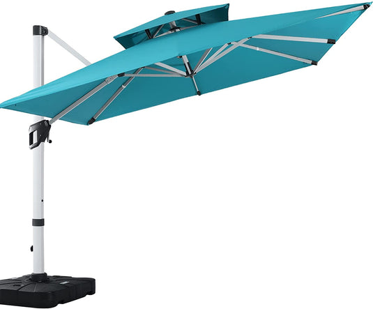 MASTERCANOPY Cantilever Patio umbrella  Square Hanging with Double Layer Canopy