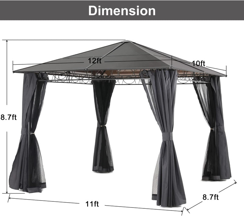 Load image into Gallery viewer, 10x10/10x12 Outdoor Hardtop Aluminum Patio Gazebo with Mosquito Netting Screen Walls Curtain
