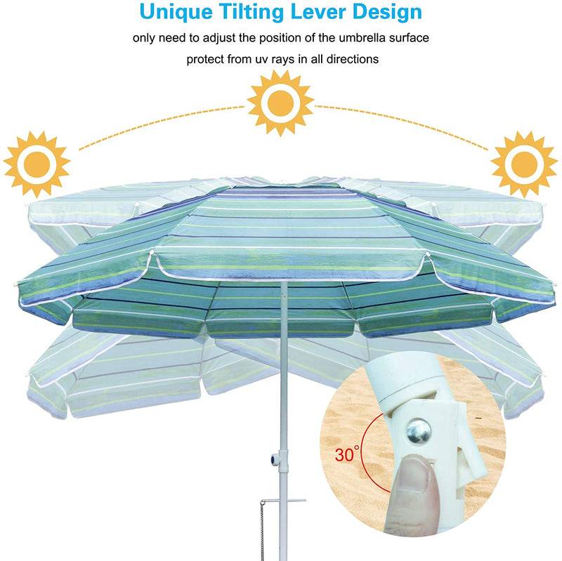 Load image into Gallery viewer, MASTERCANOPY 7FT Beach Umbrella with Sand Anchor -8 Ribs
